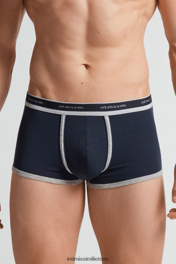 vyrų vidurnakčio mėlyna/šviesiai pilka melanžas natūralūs šviežios supima medvilnės boksai su logotipu Intimissimi apatinis trikotažas 248BPB41