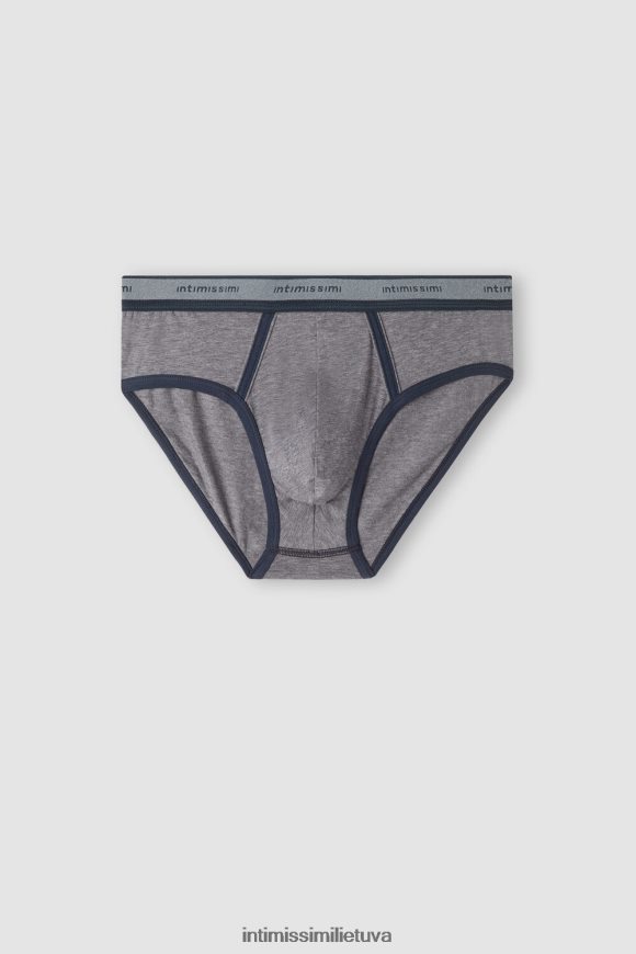 vyrų anglies pilka melanžinė/mėlyna natūralios šviežios supima medvilnės kelnaitės su logotipu Intimissimi apatinis trikotažas 248BPB25