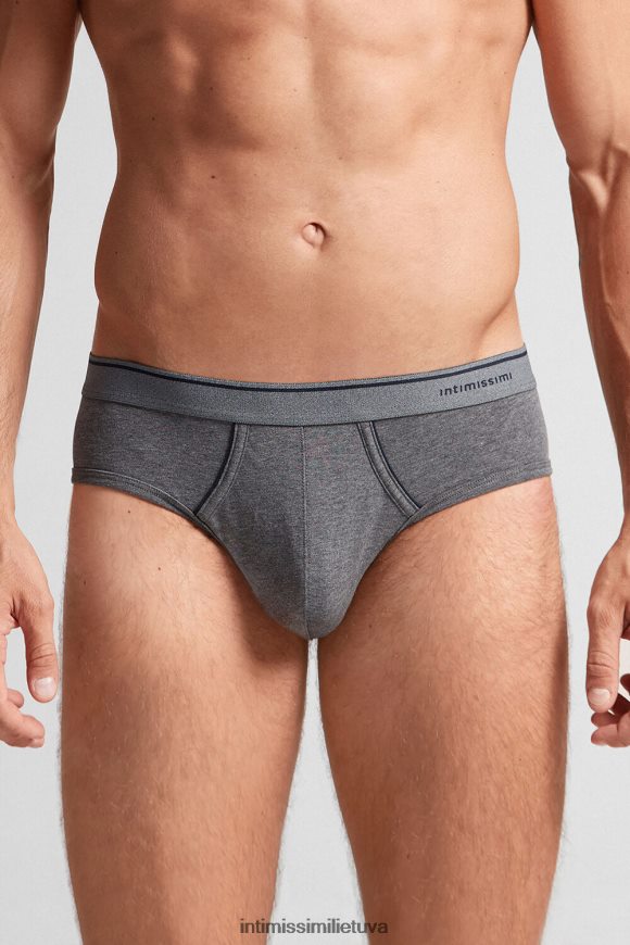 vyrų anglies pilka melanžinė/mėlyna supima medvilninės kelnaitės su matoma elastine gumele Intimissimi apatinis trikotažas 248BPB120