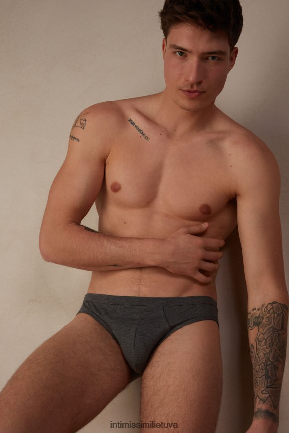 vyrų anglies pilkas melanžas žemo aukščio tamprios supimos medvilninės kelnaitės Intimissimi apatinis trikotažas 248BPB53