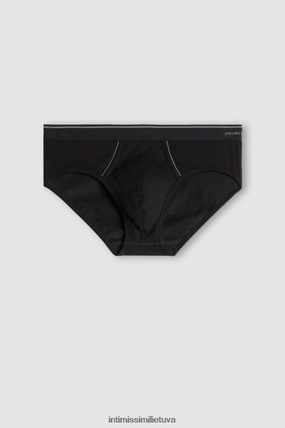 vyrų juodas/anglies pilkas melanžas supima medvilninės kelnaitės su matoma elastine gumele Intimissimi apatinis trikotažas 248BPB121