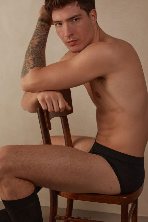 vyrų juodas natūralios šviežios supimos medvilnės kelnaitės Intimissimi apatinis trikotažas 248BPB33