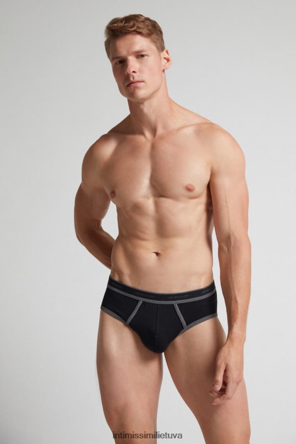 vyrų juodo/grafito mišinys tamprus supima medvilninis kelnytis su logotipo detale Intimissimi apatinis trikotažas 248BPB112
