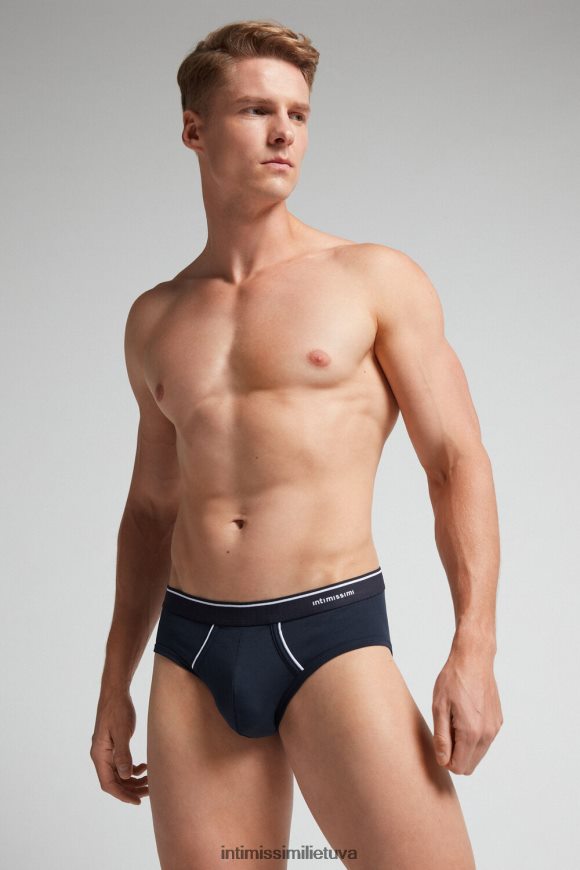 vyrų mėlyna/balta supima medvilninės kelnaitės su matoma elastine gumele Intimissimi apatinis trikotažas 248BPB127