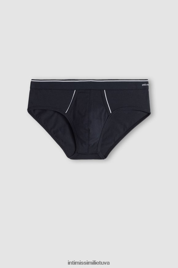 vyrų mėlyna/balta supima medvilninės kelnaitės su matoma elastine gumele Intimissimi apatinis trikotažas 248BPB127