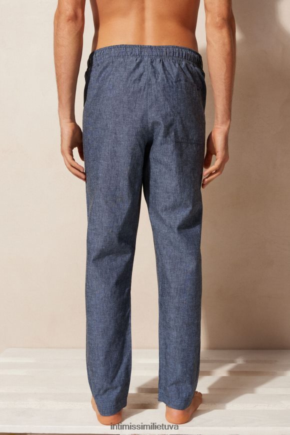 vyrų benzininis mėlynas lininės ir medvilnės kelnės Intimissimi drabužiai 248BPB166