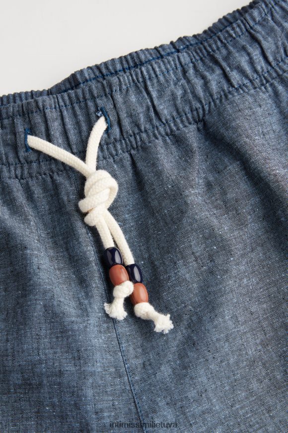 vyrų benzininis mėlynas lininės ir medvilnės kelnės Intimissimi drabužiai 248BPB166