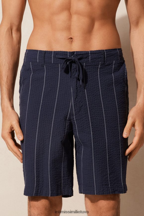 vyrų dryžuota mėlyna seersucker trumpikės su virvelėmis Intimissimi drabužiai 248BPB174