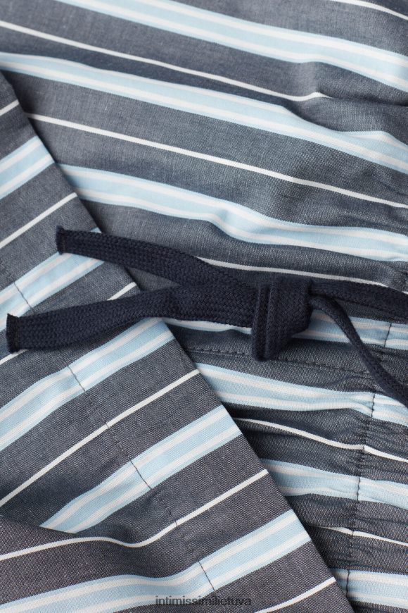 vyrų juostelė tamsiai mėlyna šviesiai mėlyna dryžuoti paprasto pynimo medvilniniai šortai Intimissimi drabužiai 248BPB181