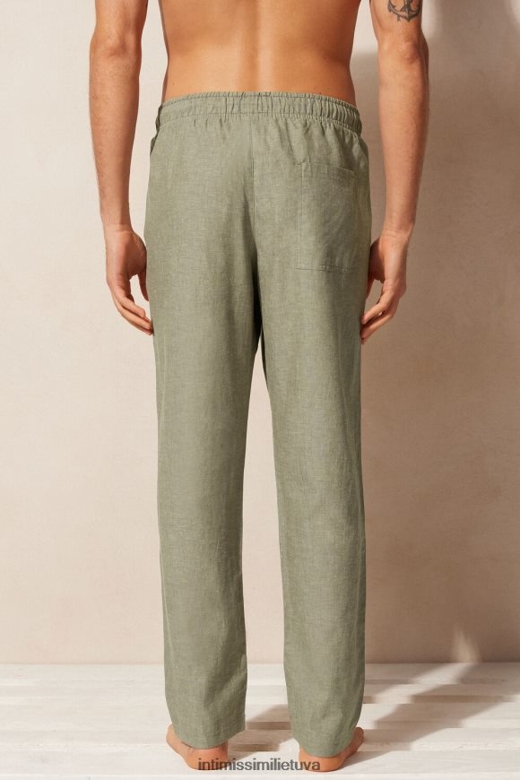 vyrų karinė žalia lininės ir medvilnės kelnės Intimissimi drabužiai 248BPB179