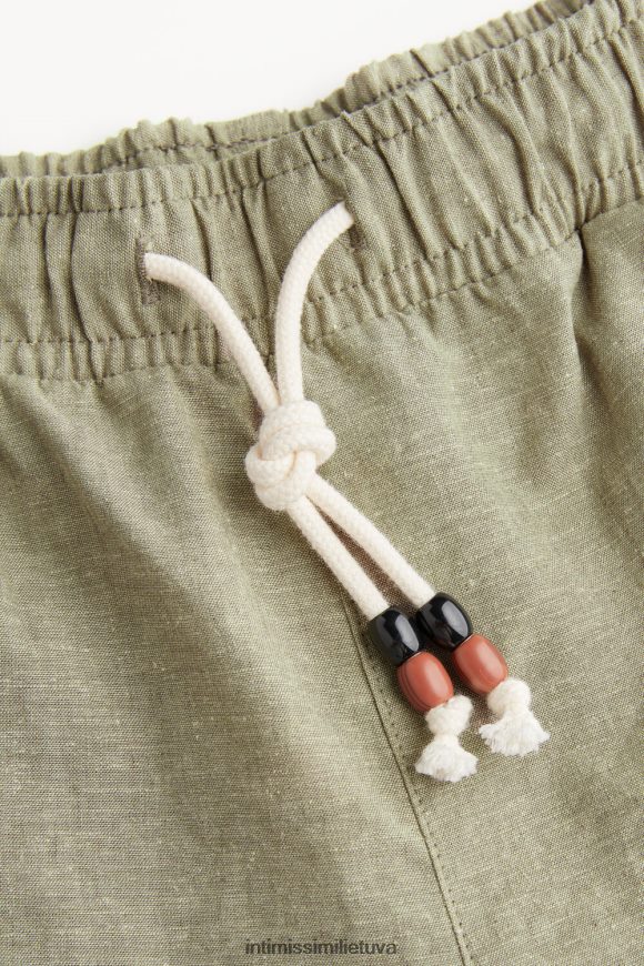 vyrų karinė žalia lininės ir medvilnės kelnės Intimissimi drabužiai 248BPB179