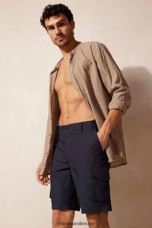 vyrų mėlyna medvilniniai krovininiai šortai Intimissimi drabužiai 248BPB172