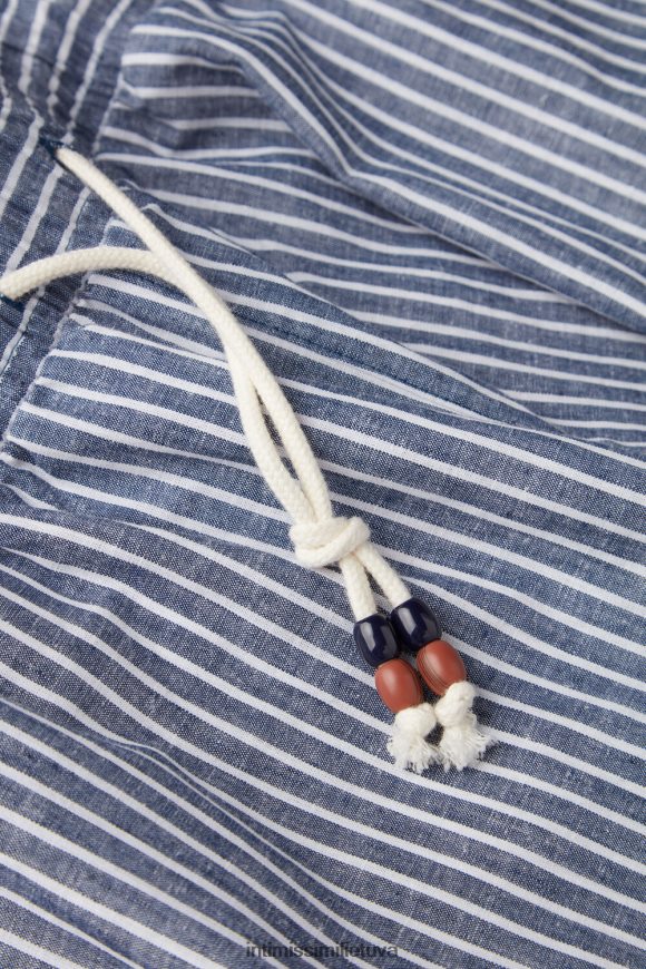 vyrų mėlynos baltos juostelės dryžuoti lininiai ir medvilniniai šortai Intimissimi drabužiai 248BPB160