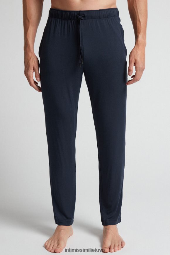 vyrų vidurnakčio mėlyna ilgos šilkinės ir modalinės kelnės Intimissimi drabužiai 248BPB261