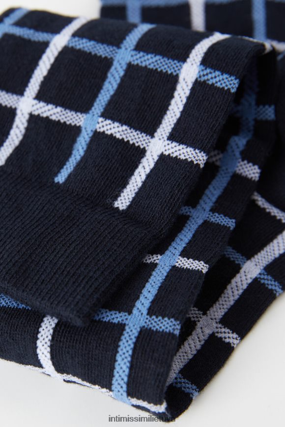 vyrų tamsiai mėlynas čekis ilgos raštuotos medvilninės kojinės Intimissimi kojines 248BPB333