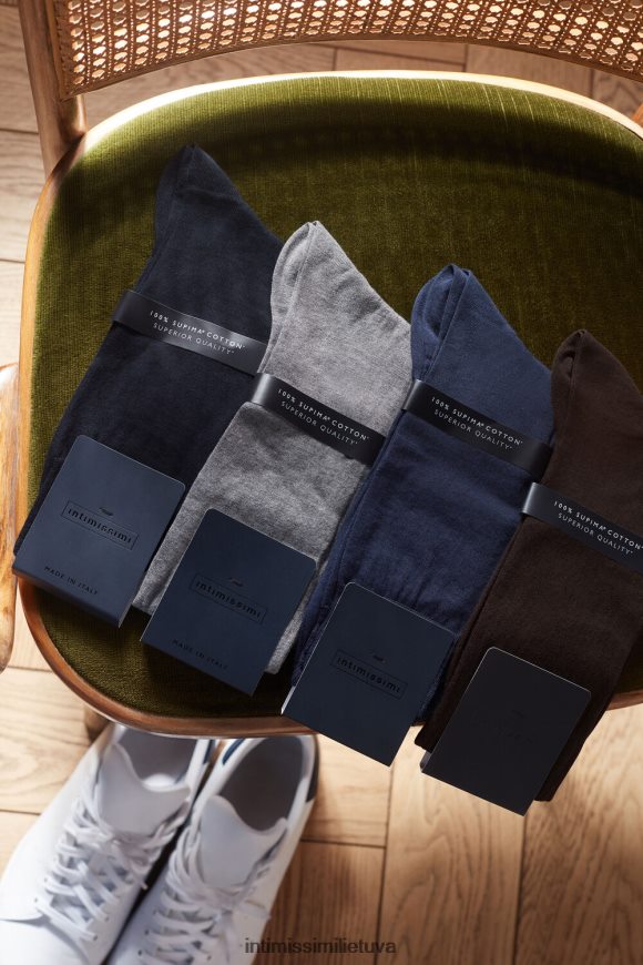 vyrų šviesiai mėlyna pilka ilgos satino medvilninės kojinės Intimissimi kojines 248BPB370