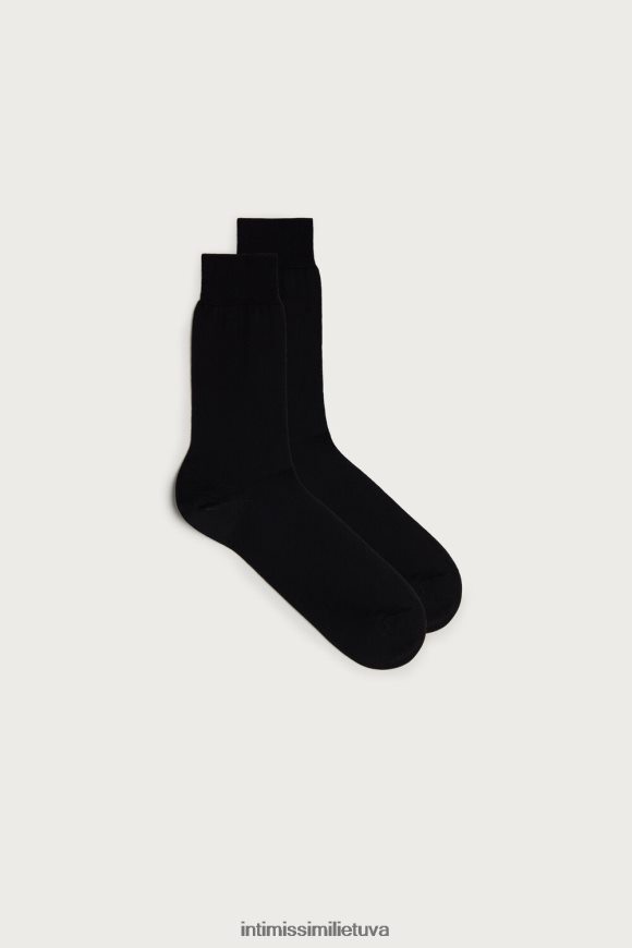 vyrų juodas trumpos satino medvilninės kojinės Intimissimi kojines 248BPB393