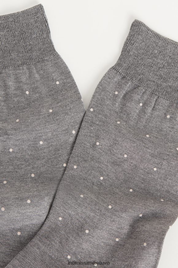 vyrų spausdinti anglies pilkos spalvos melanžą trumpos kojinės iš raštuotos Lisle medvilnės Intimissimi kojines 248BPB337