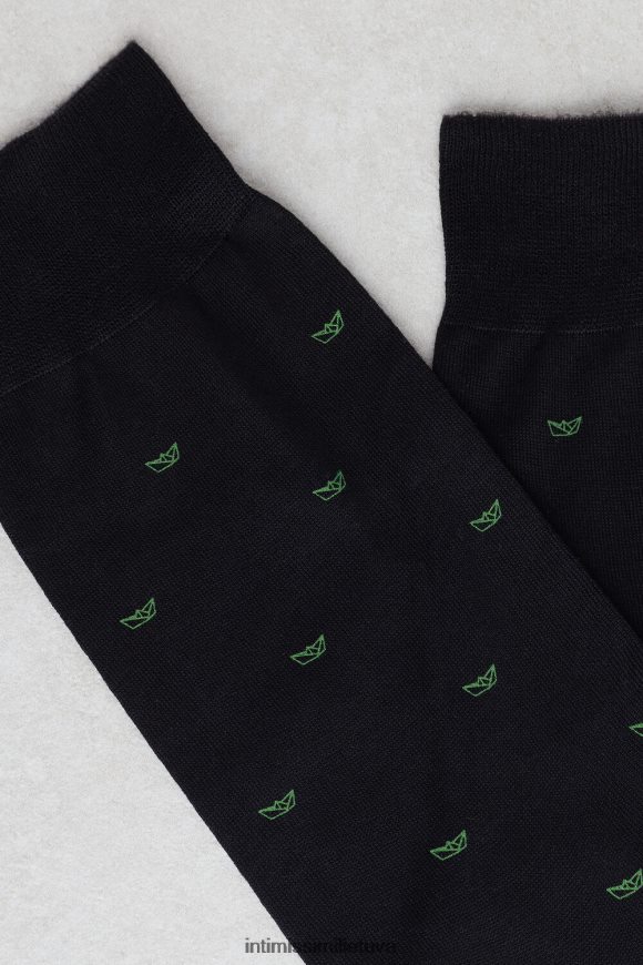 vyrų spausdinti juodai trumpos kojinės iš raštuotos Lisle medvilnės Intimissimi kojines 248BPB322