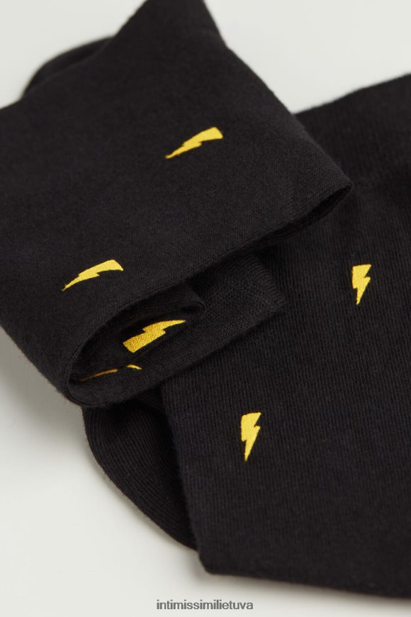 vyrų spausdinti juodai trumpos raštuotos medvilninės kojinės Intimissimi kojines 248BPB324
