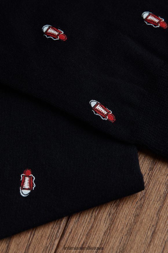 vyrų spausdinti juodai trumpos raštuotos medvilninės kojinės Intimissimi kojines 248BPB327