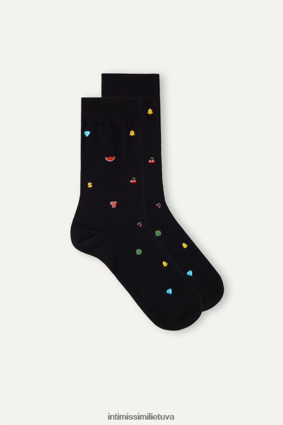 vyrų spausdinti juodai trumpos raštuotos medvilninės kojinės Intimissimi kojines 248BPB330