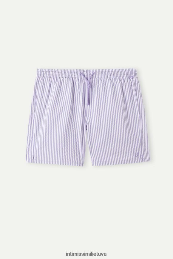 vyrų balta/alyvinė dryžuoti seersucker maudymosi šortai Intimissimi drabužiai 248BPB440