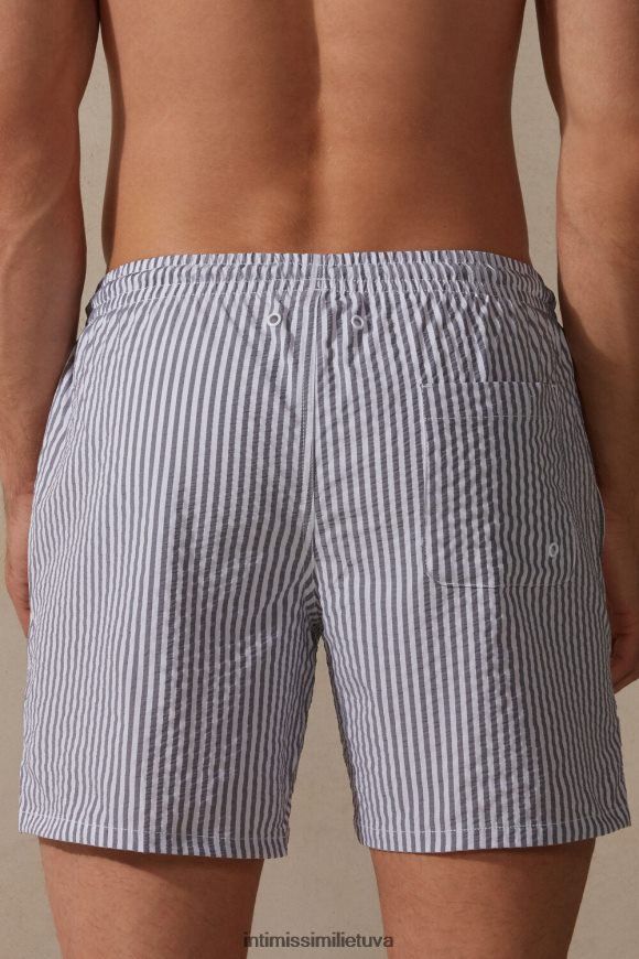 vyrų balta/mėlyna dryžuoti seersucker maudymosi šortai Intimissimi drabužiai 248BPB444