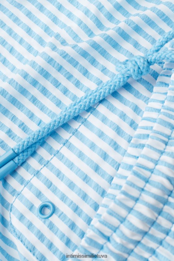 vyrų bianco/azzurro dryžuoti seersucker maudymosi šortai Intimissimi drabužiai 248BPB439