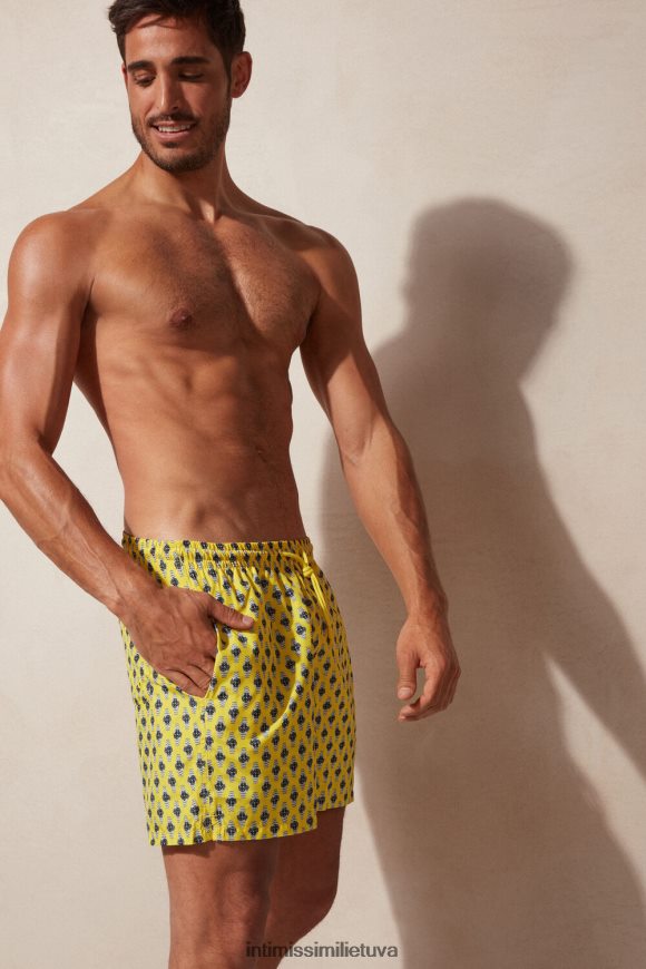 vyrų spausdinti geltonai Mikro laikrodžio rašto maudymosi šortai Intimissimi drabužiai 248BPB402