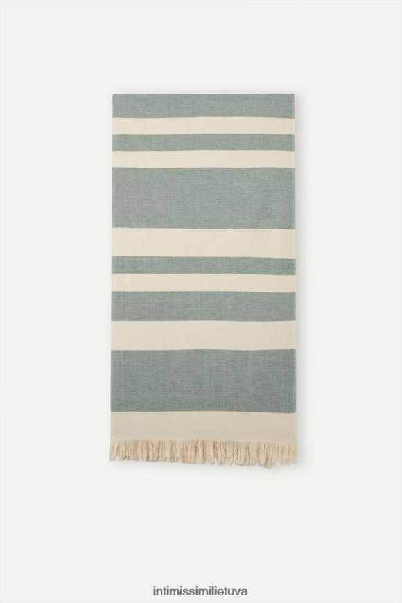 vyrų tamsiai žalia/smėlio spalvos žakardo paplūdimio rankšluostis Intimissimi priedas 248BPB413