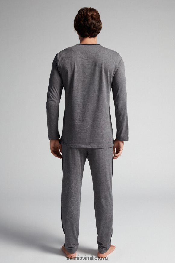 vyrų anglies pilkas melanžas ilgos bazinės supimos medvilnės pižamos Intimissimi drabužiai 248BPB307