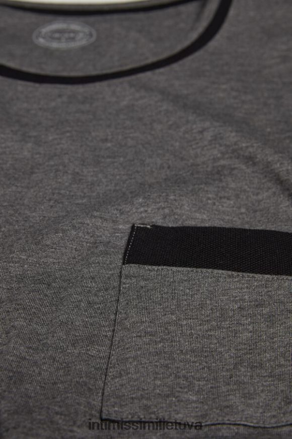 vyrų anglies pilkas melanžas ilgos bazinės supimos medvilnės pižamos Intimissimi drabužiai 248BPB307