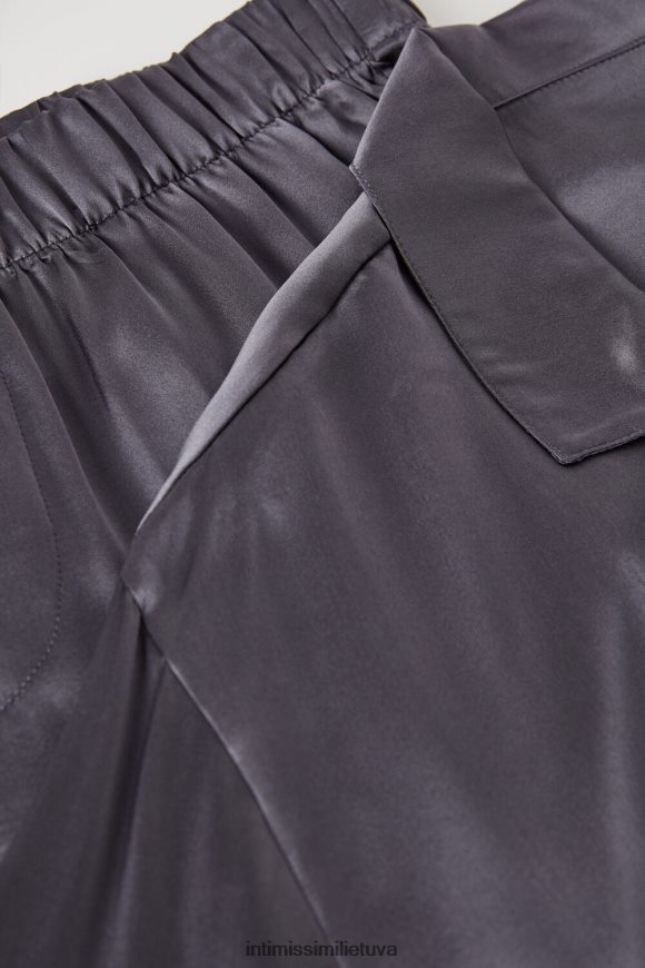 vyrų tamsiai pilka ilga šilkinė pižama su vamzdeliais Intimissimi drabužiai 248BPB302