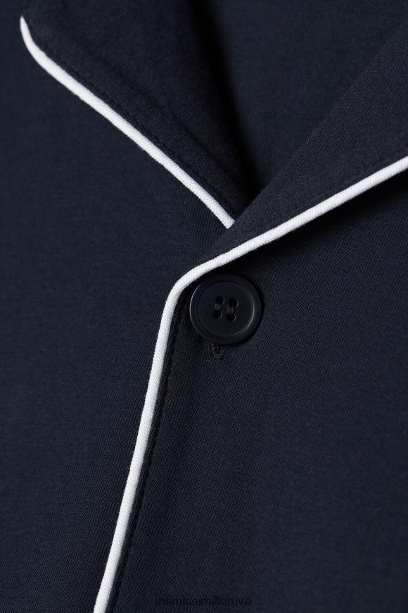 vyrų vidurnakčio mėlyna medvilninis rievėtas pique raštas atvira viso ilgio pižama Intimissimi drabužiai 248BPB300