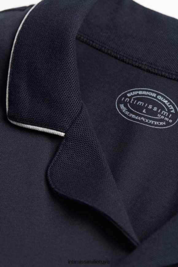 vyrų vidurnakčio mėlyna Supima medvilninė pižama su sagomis priekyje Intimissimi drabužiai 248BPB312