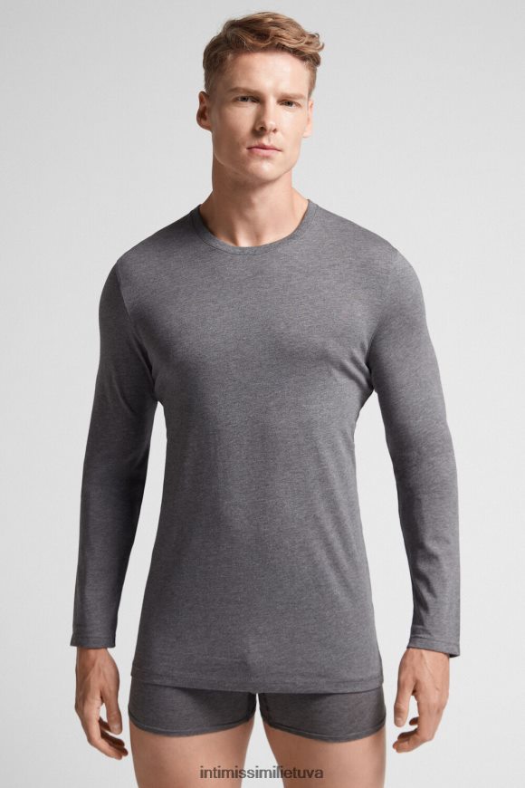 vyrų anglies pilkas melanžas medvilninis supima ilgomis rankovėmis Intimissimi drabužiai 248BPB229