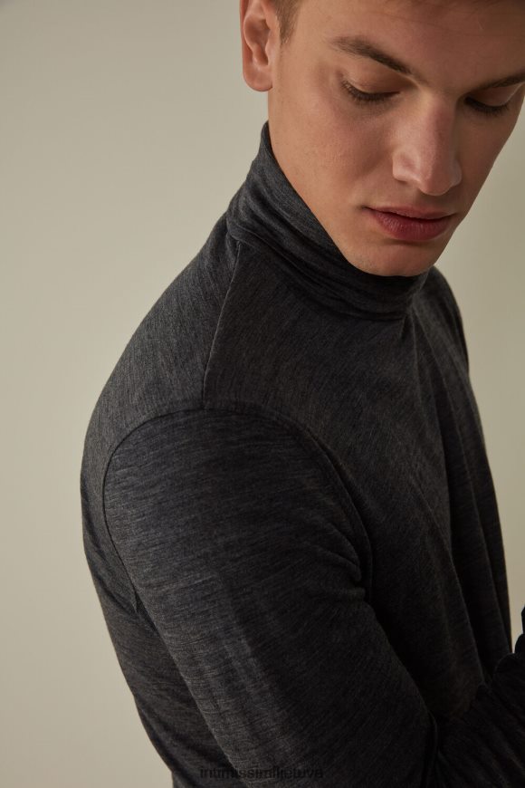vyrų anglies pilkumo mišinys merino vilnos viršus ilgomis rankovėmis aukštu kaklu Intimissimi drabužiai 248BPB247