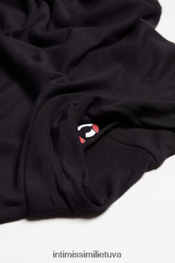 vyrų juodas Modalinio kašmyro viršutinė dalis ilgomis rankovėmis aukštu kaklu Intimissimi drabužiai 248BPB249