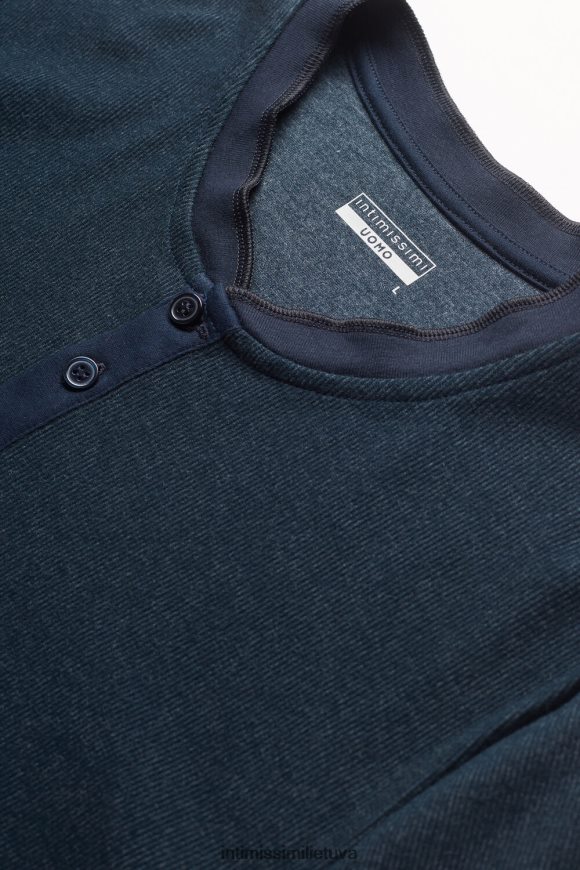 vyrų vidurnakčio mėlyna šiltas medvilninis senelis ilgomis rankovėmis Intimissimi drabužiai 248BPB221