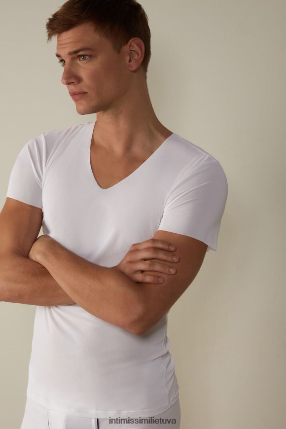 vyrų baltas neapdoroto krašto mikrotinklo viršus Intimissimi drabužiai 248BPB266