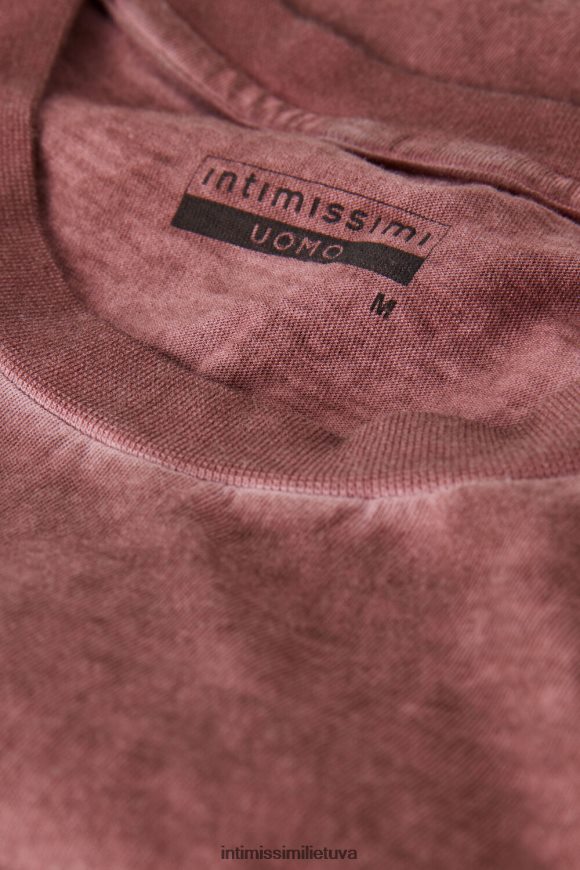 vyrų bordo nuplauti aliejumi skalbtas medvilninis trumpomis rankovėmis viršus Intimissimi drabužiai 248BPB207