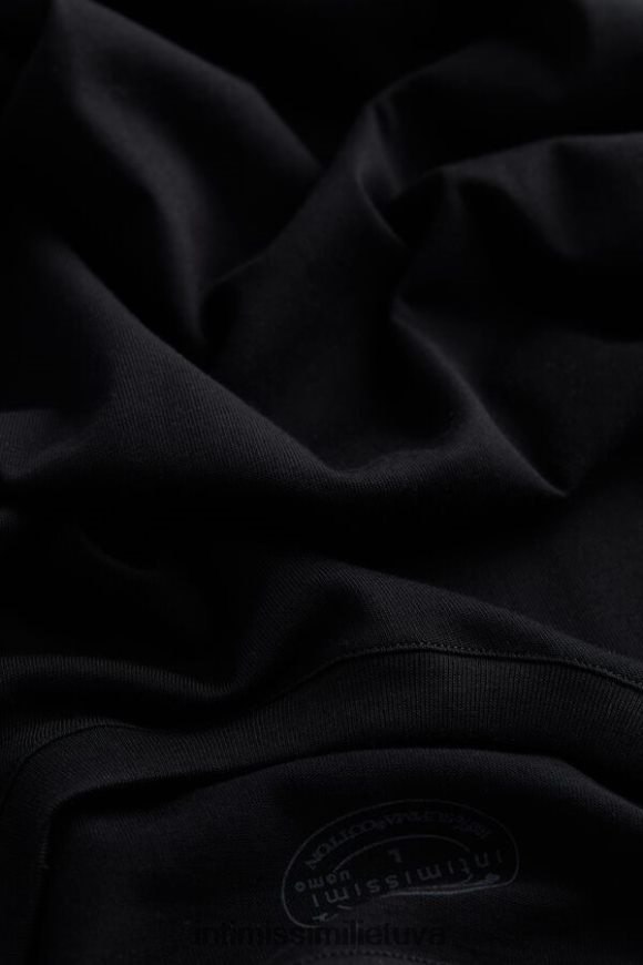 vyrų juodas Supima medvilniniai marškinėliai trumpomis rankovėmis apvaliais kaklu Intimissimi drabužiai 248BPB319