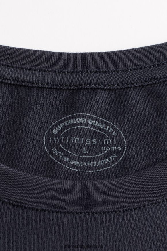 vyrų vidurnakčio mėlyna Supima medvilniniai marškinėliai trumpomis rankovėmis apvaliais kaklu Intimissimi drabužiai 248BPB295