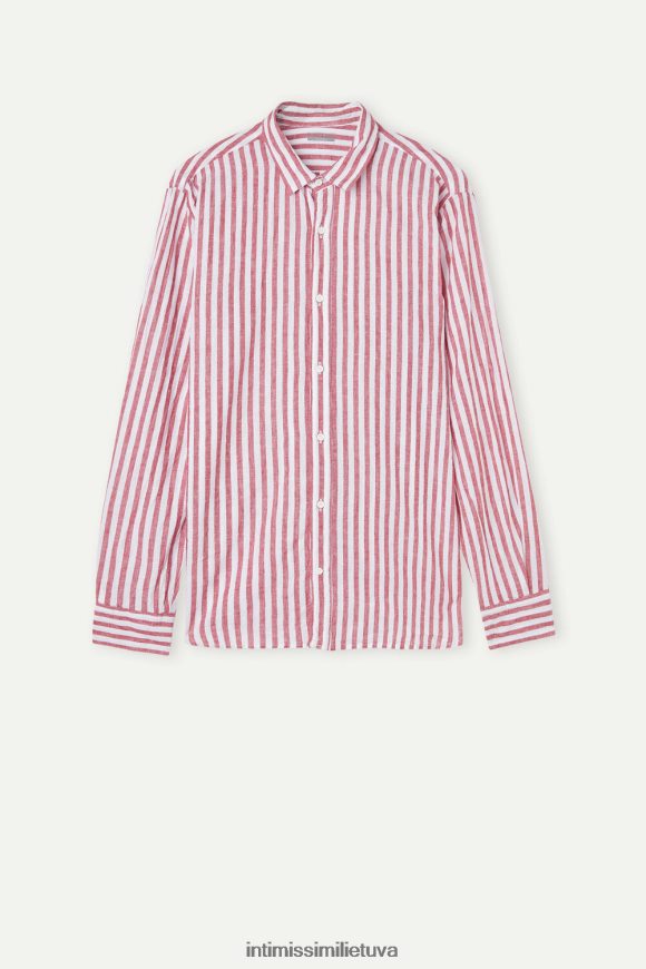 vyrų baltos raudonos juostelės balti/raudonai dryžuoti lininiai ir medvilniniai marškiniai Intimissimi drabužiai 248BPB157