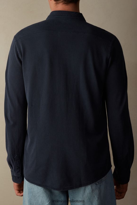 vyrų skalbtas mėlynai skalbtos kolekcijos medvilniniai pique marškinėliai Intimissimi drabužiai 248BPB204