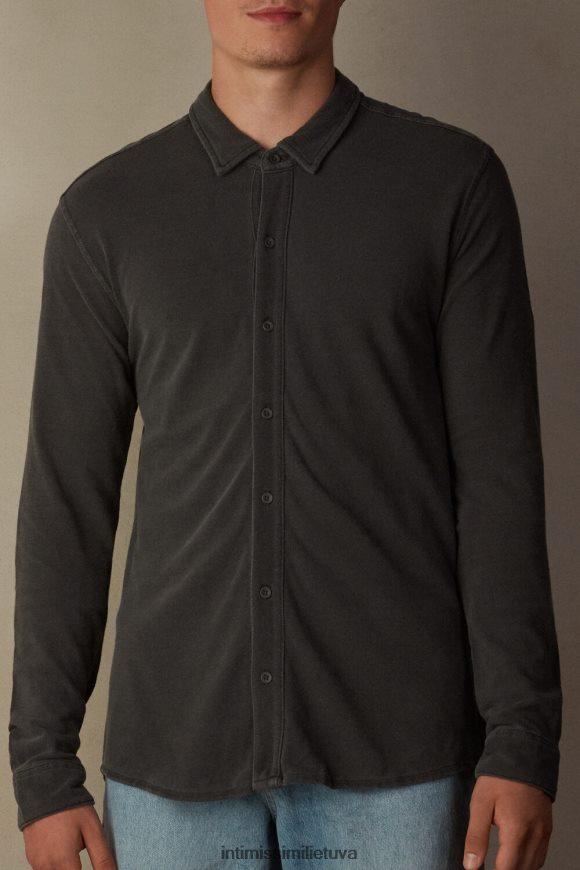 vyrų skalbtas pilkas skalbtos kolekcijos medvilniniai pique marškinėliai Intimissimi drabužiai 248BPB205