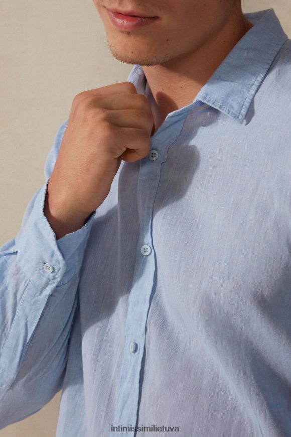 vyrų šviesiai mėlynas lininiai ir medvilniniai marškiniai Intimissimi drabužiai 248BPB167