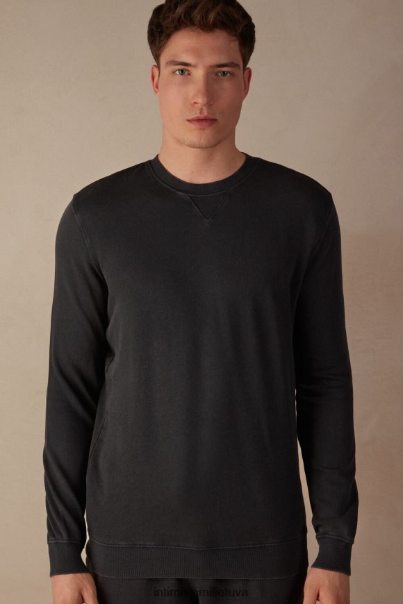 vyrų pilka išskalbtas kolekcijos megztinis su įgula kaklu Intimissimi drabužiai 248BPB186