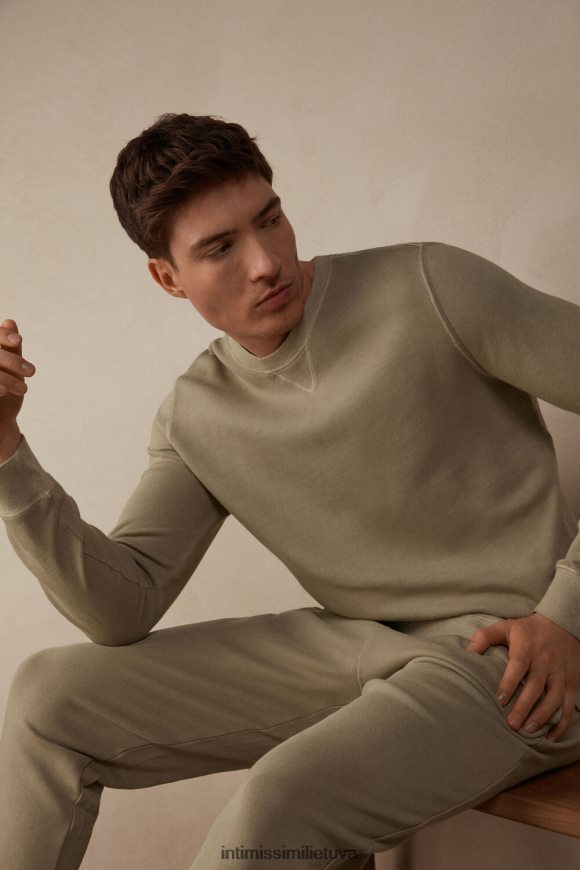 vyrų smėlio spalvos išskalbtas kolekcijos megztinis su įgula kaklu Intimissimi drabužiai 248BPB189